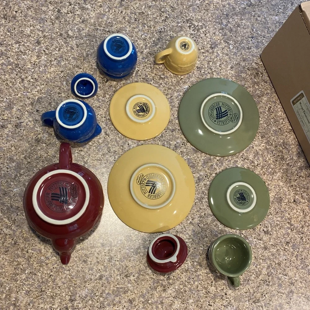 Longaberger Woven Traditions Childs Tea Party Set Item 31627 Pottery